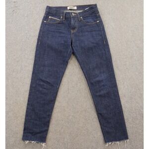 Naked & Famous Jeans Womens 28 Blue Super Skinny Guy Selvedge Mid Rise Raw Hem